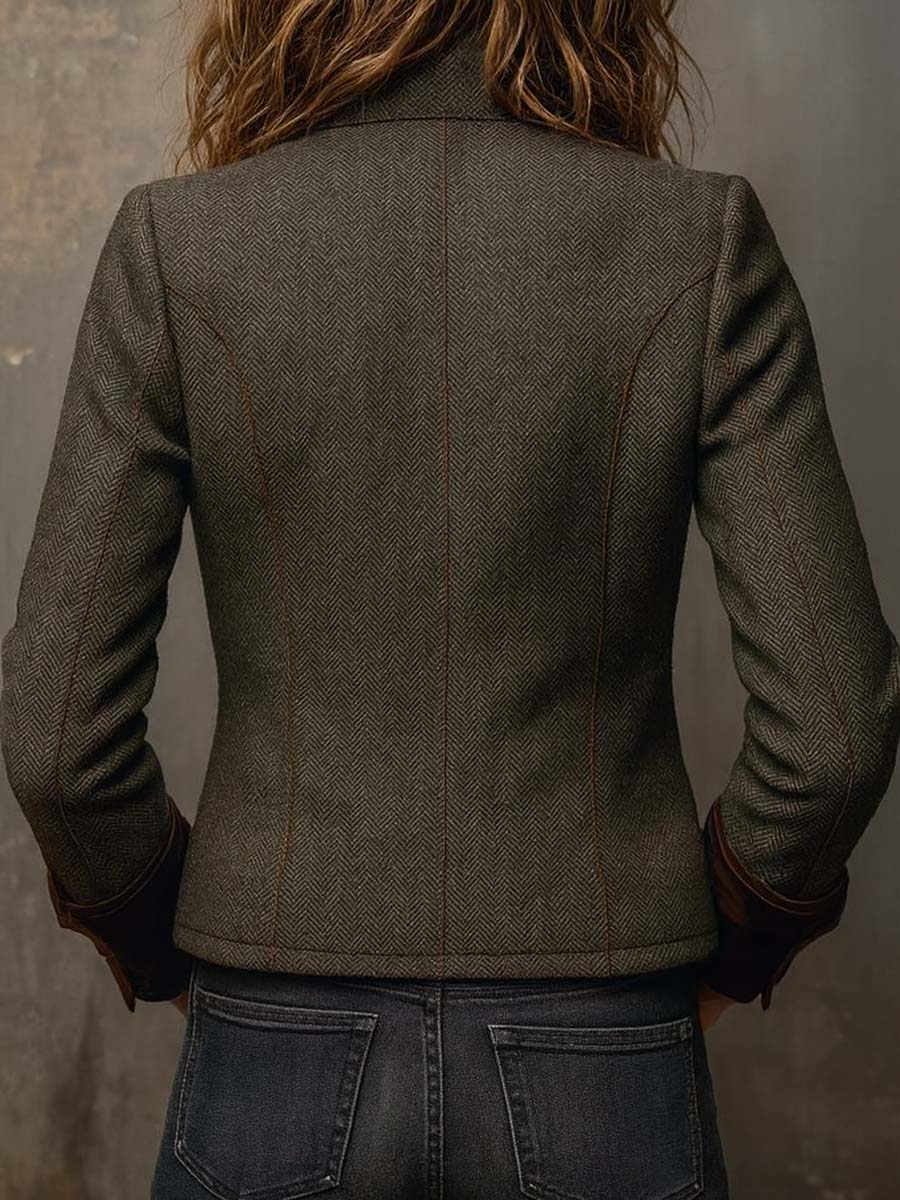 Valentina™ | Blazer de Sarga con Ribete en Contraste