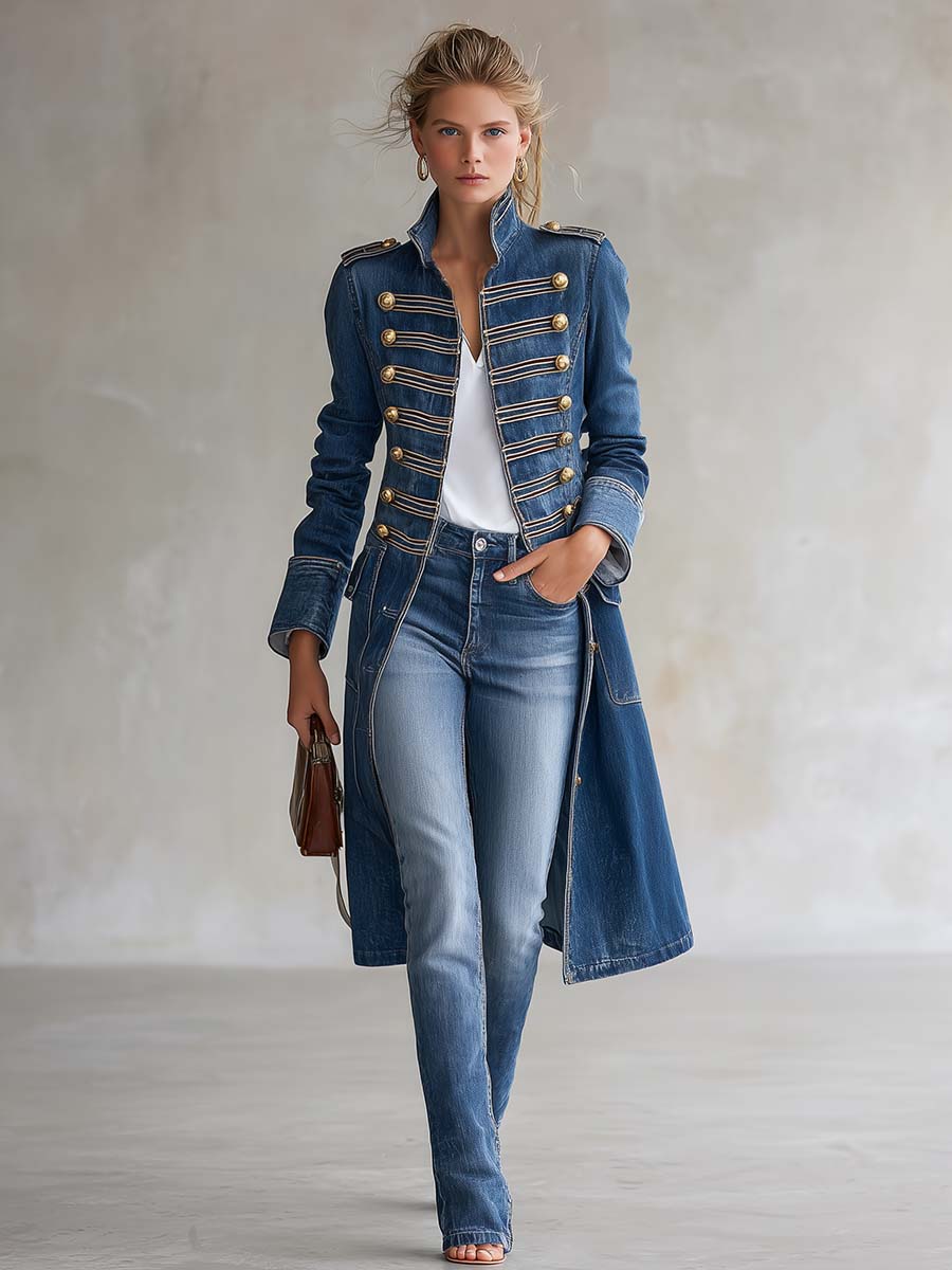 Marta™ | Abrigo Denim Militar