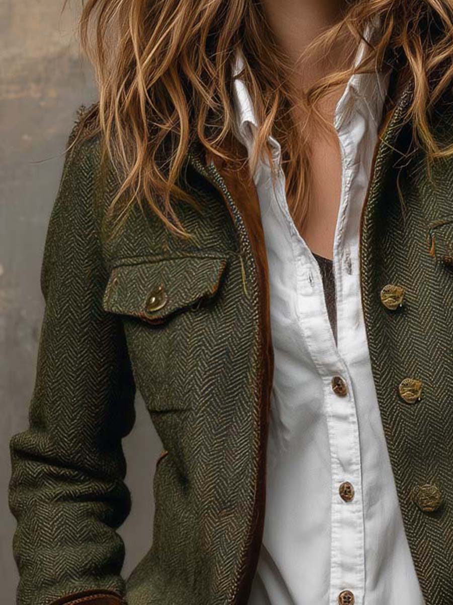 Valentina™ | Blazer de Sarga con Ribete en Contraste