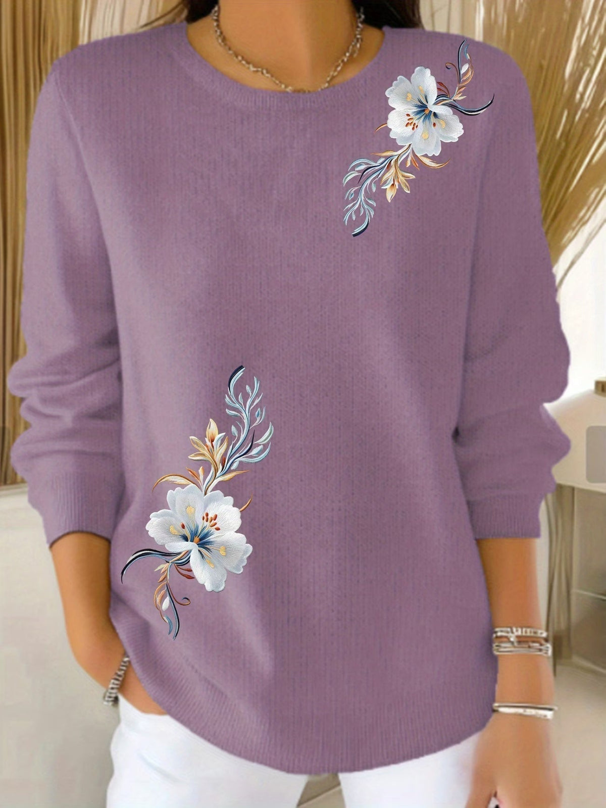 Violeta | Jersey Floral de Manga Larga