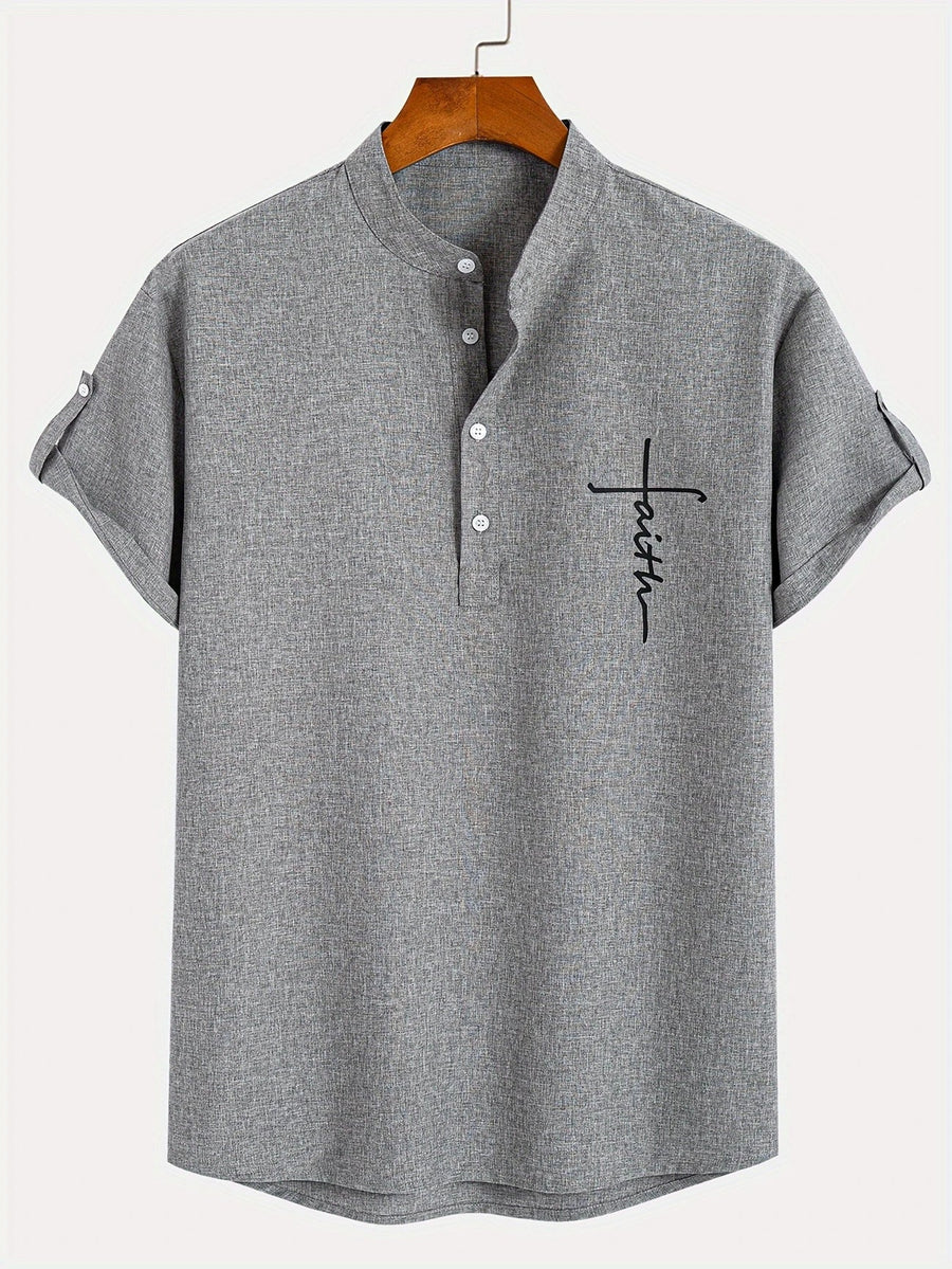 Mario™ | Camisa elegante de manga corta y cuello alto
