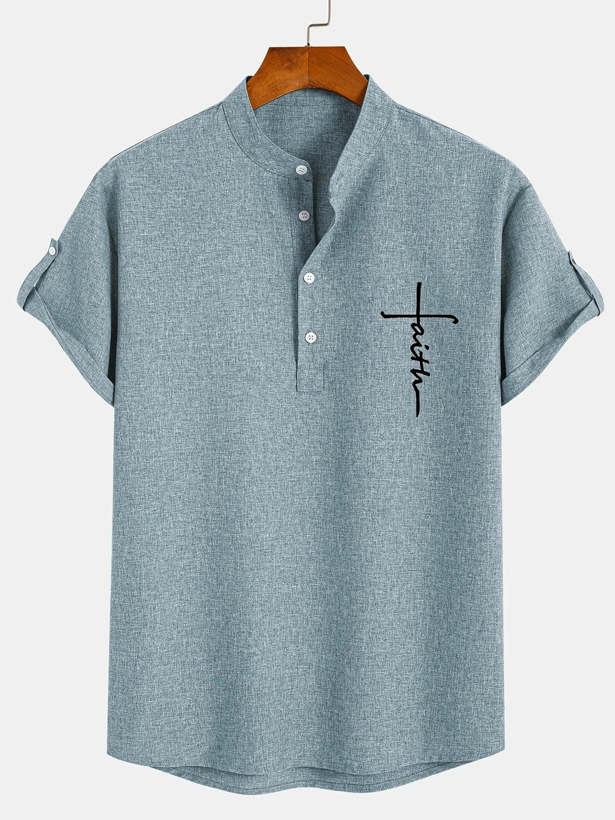 Mario™ | Camisa elegante de manga corta y cuello alto