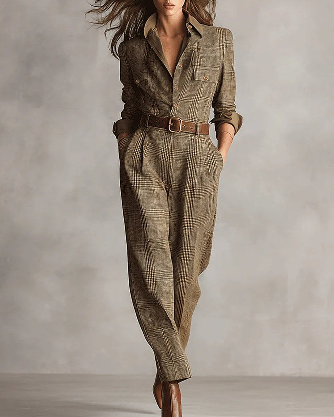 Anna | Mono Elegante a Cuadros