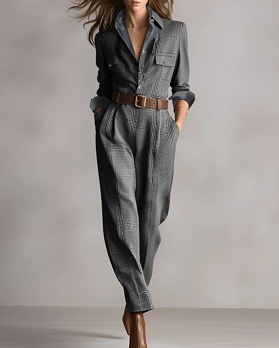 Anna | Mono Elegante a Cuadros