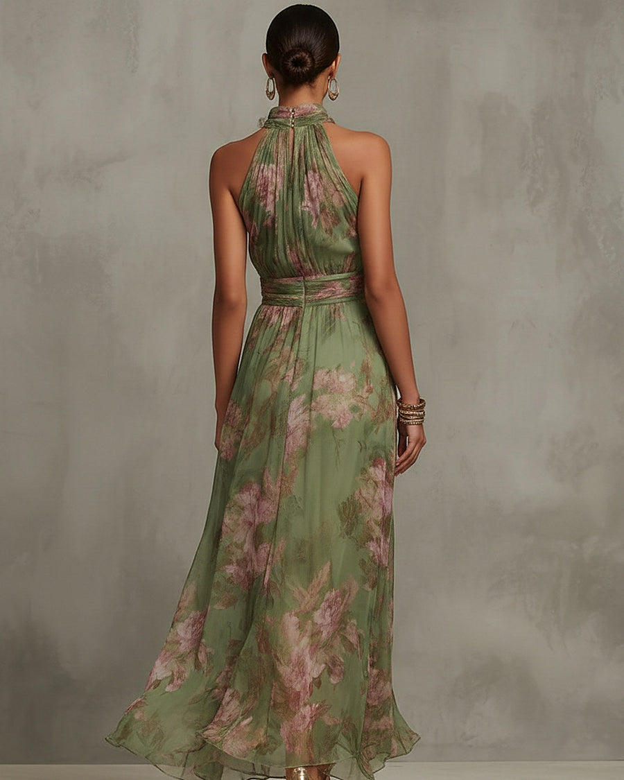 Fiorina | Vestido Largo Verde con Flores