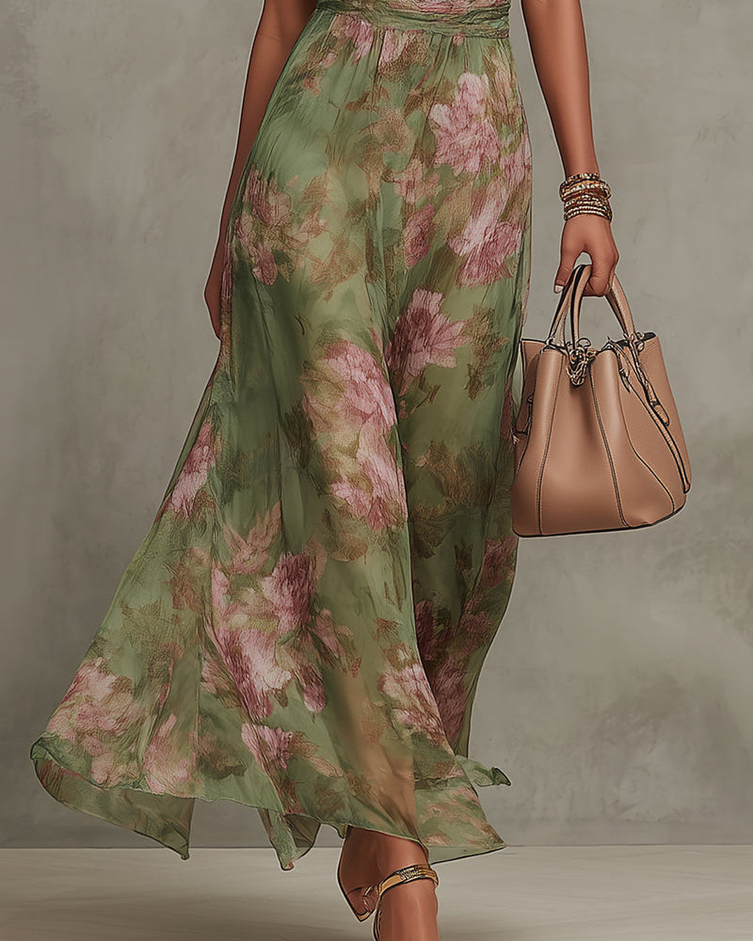 Fiorina | Vestido Largo Verde con Flores