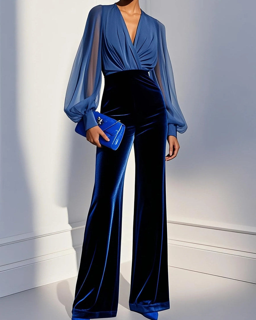 Matilde | Mono Elegante con Escote en V, Azul