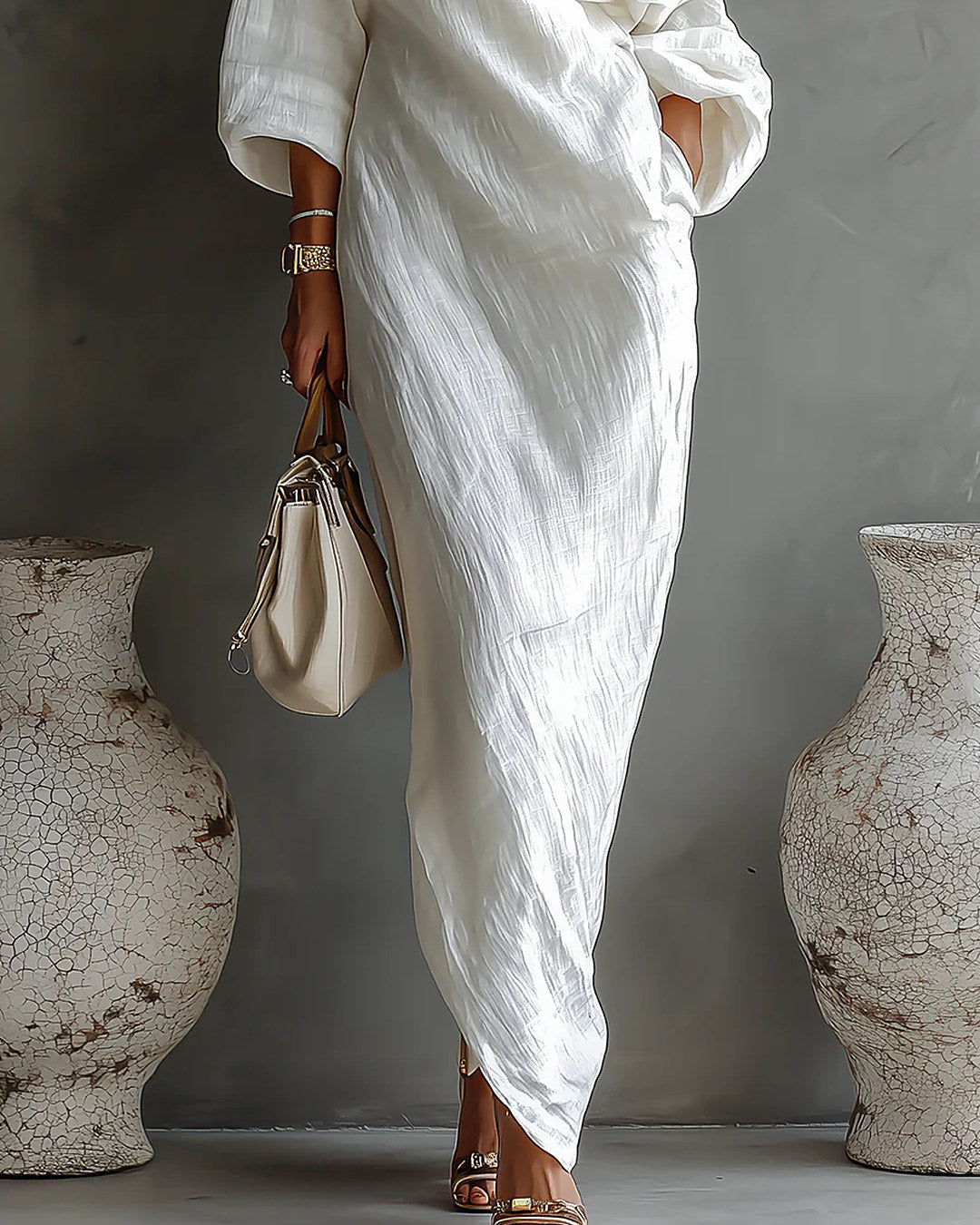 Elisa | Vestido Largo Monospalla, Blanco